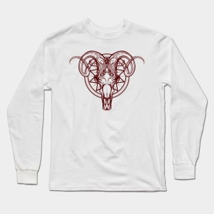 Ram Skull Print Design Long Sleeve T-Shirt